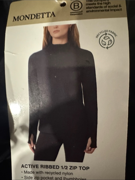 Mondetta Tops - Mondetta Black Active Ribbed 1/2 Zip Top
